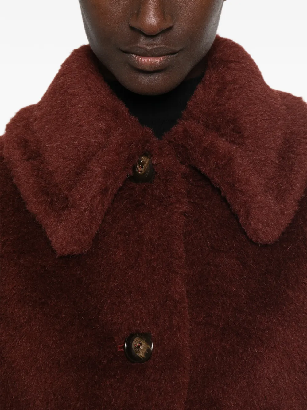 Max Mara Jack met capemouwen en knoopsluiting Bruin
