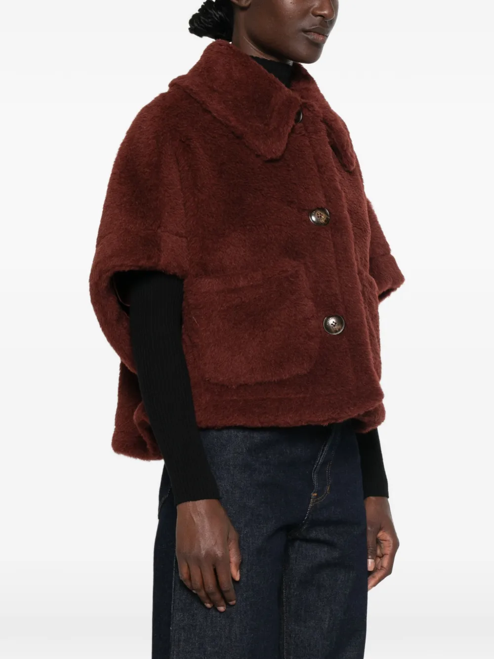 Max Mara Jack met capemouwen en knoopsluiting Bruin