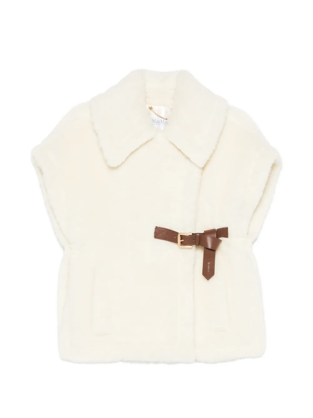 Max Mara alpaca and wool Teddy cape optical white Wit