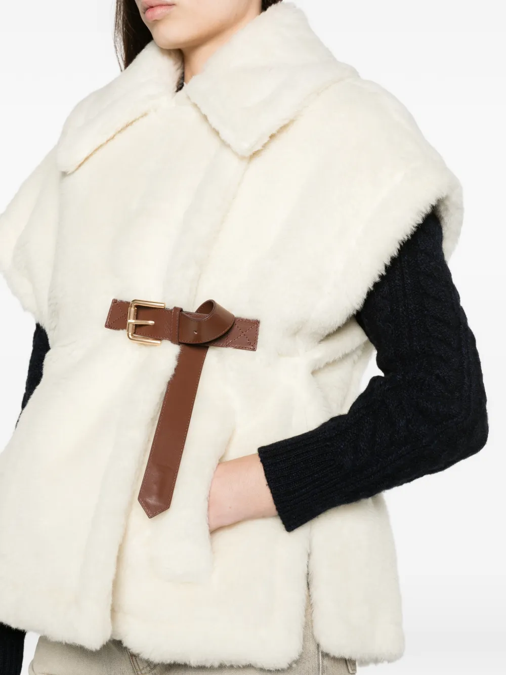 Max Mara alpaca and wool Teddy cape optical white Wit