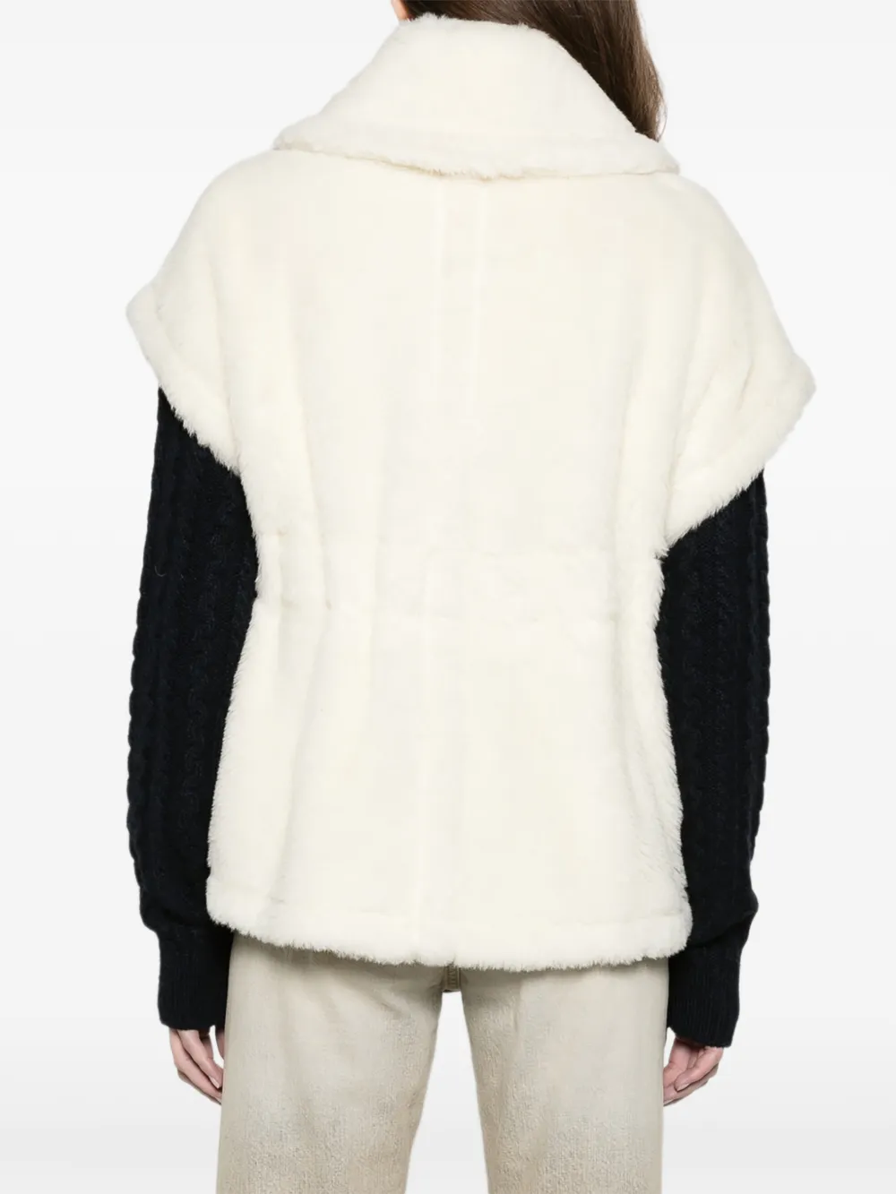 Max Mara alpaca and wool Teddy cape optical white Wit