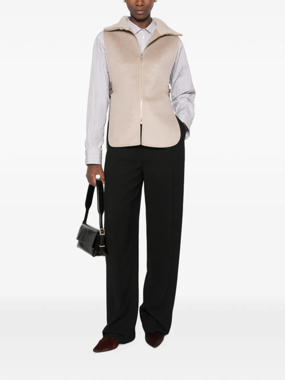 Max Mara Gela kasjmier bodywarmer met rits Beige