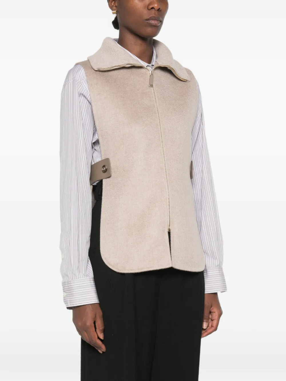 Max Mara Gela kasjmier bodywarmer met rits Beige
