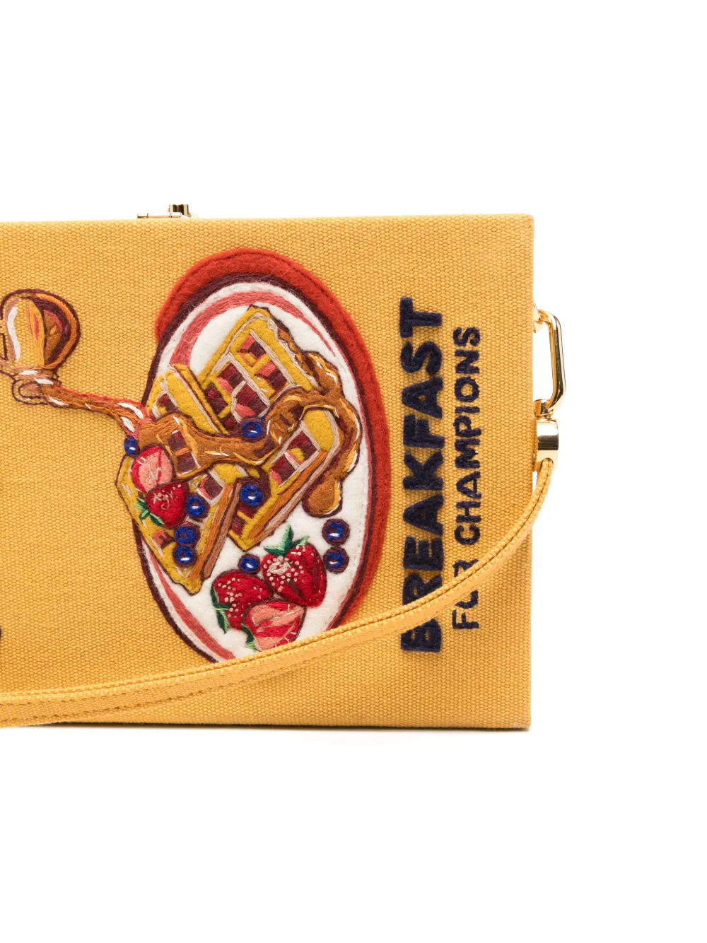 Olympia Le-Tan Waffles Breakfast for Champions Embroidered Clutch Bag in Yellow, view 4