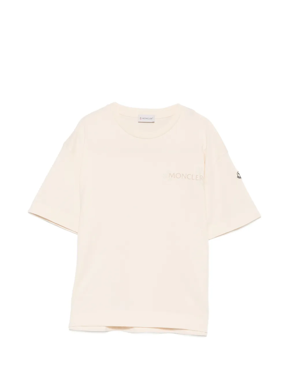Moncler Enfant T-shirt met geborduurd logo en patch detail Beige