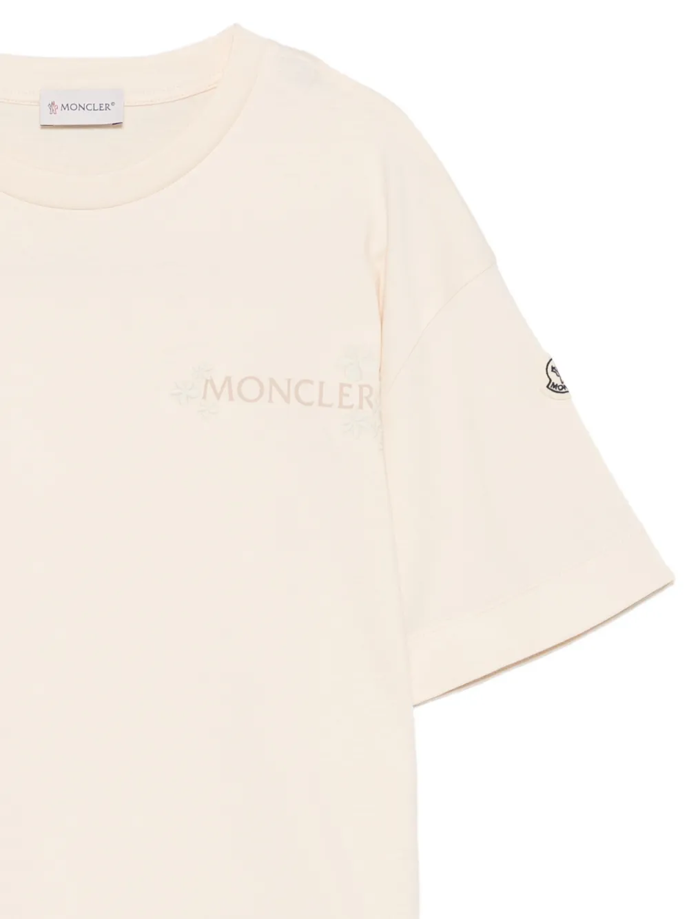 Moncler Enfant T-shirt met geborduurd logo en patch detail Beige
