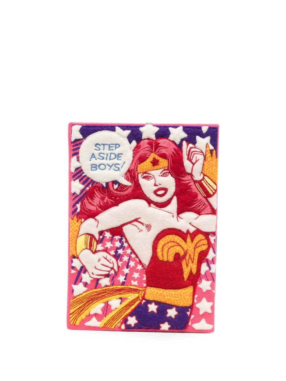 Olympia Le-Tan Wonder Woman embroidered clutch bag - Rosa