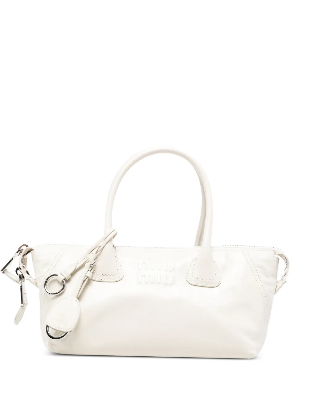 Miu Miu Beau logo-embossed zipped tote bag - Bianco
