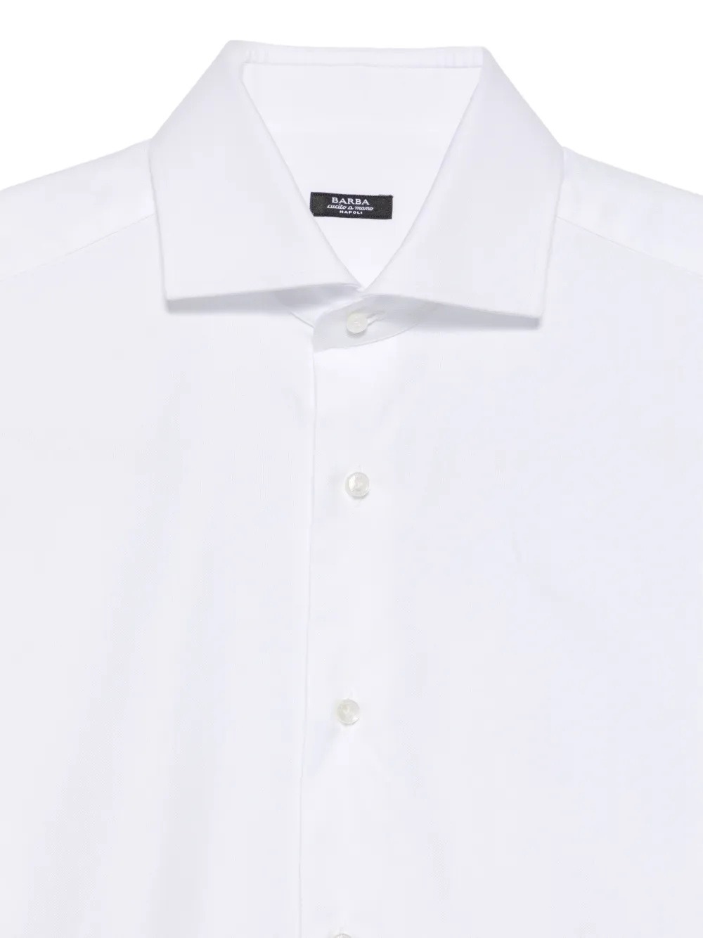 Barba spread-collar cotton shirt Wit