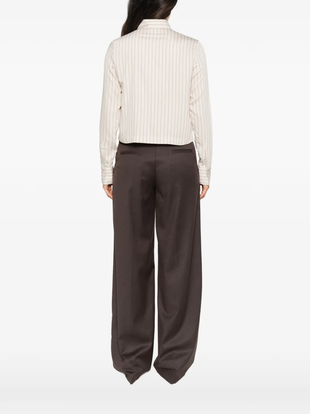 Xacus vertical-stripe long-sleeve shirt Beige
