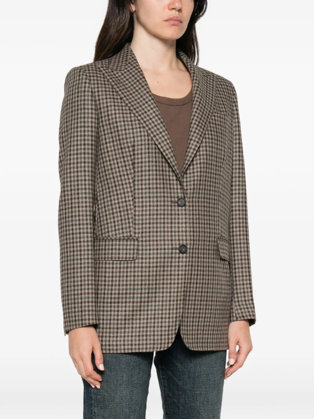 Tagliatore houndstooth-pattern wool blazer Bruin