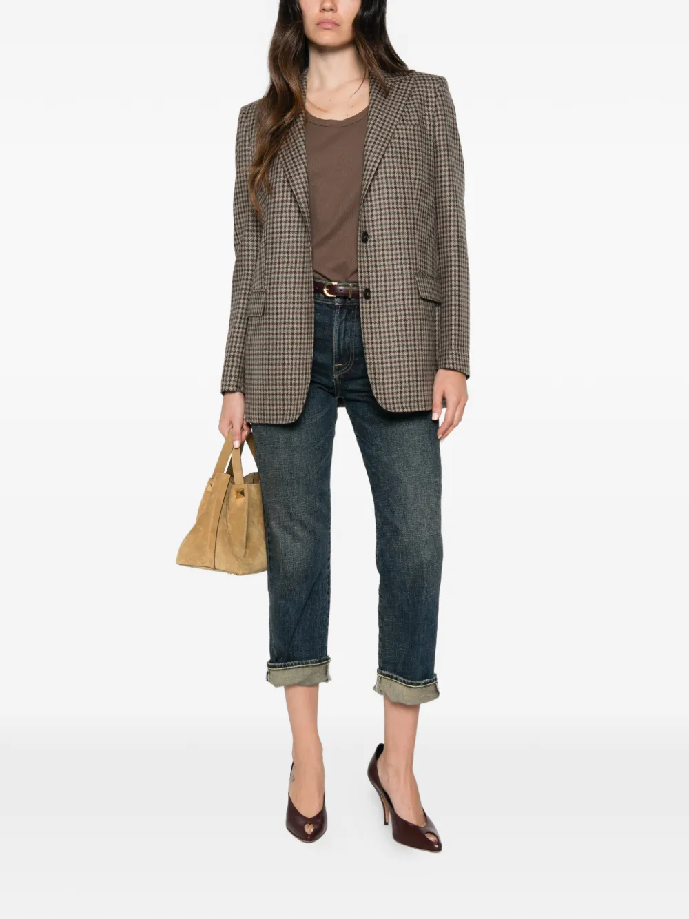 Tagliatore houndstooth-pattern wool blazer Bruin