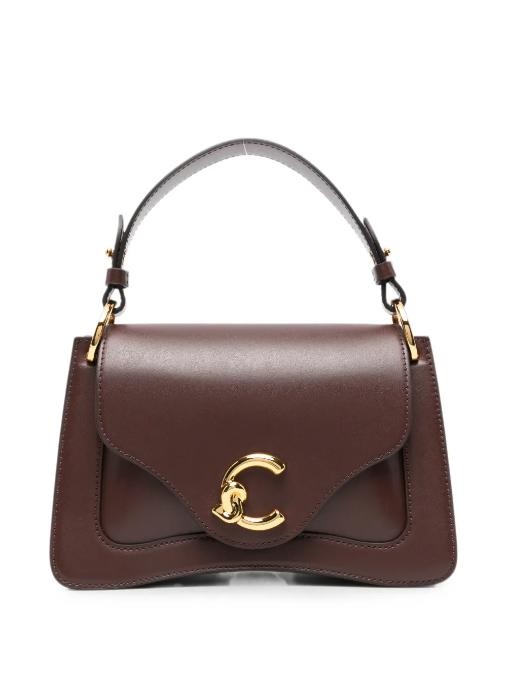 Coccinelle Logo-plaque Leather Tote Bag In Brown