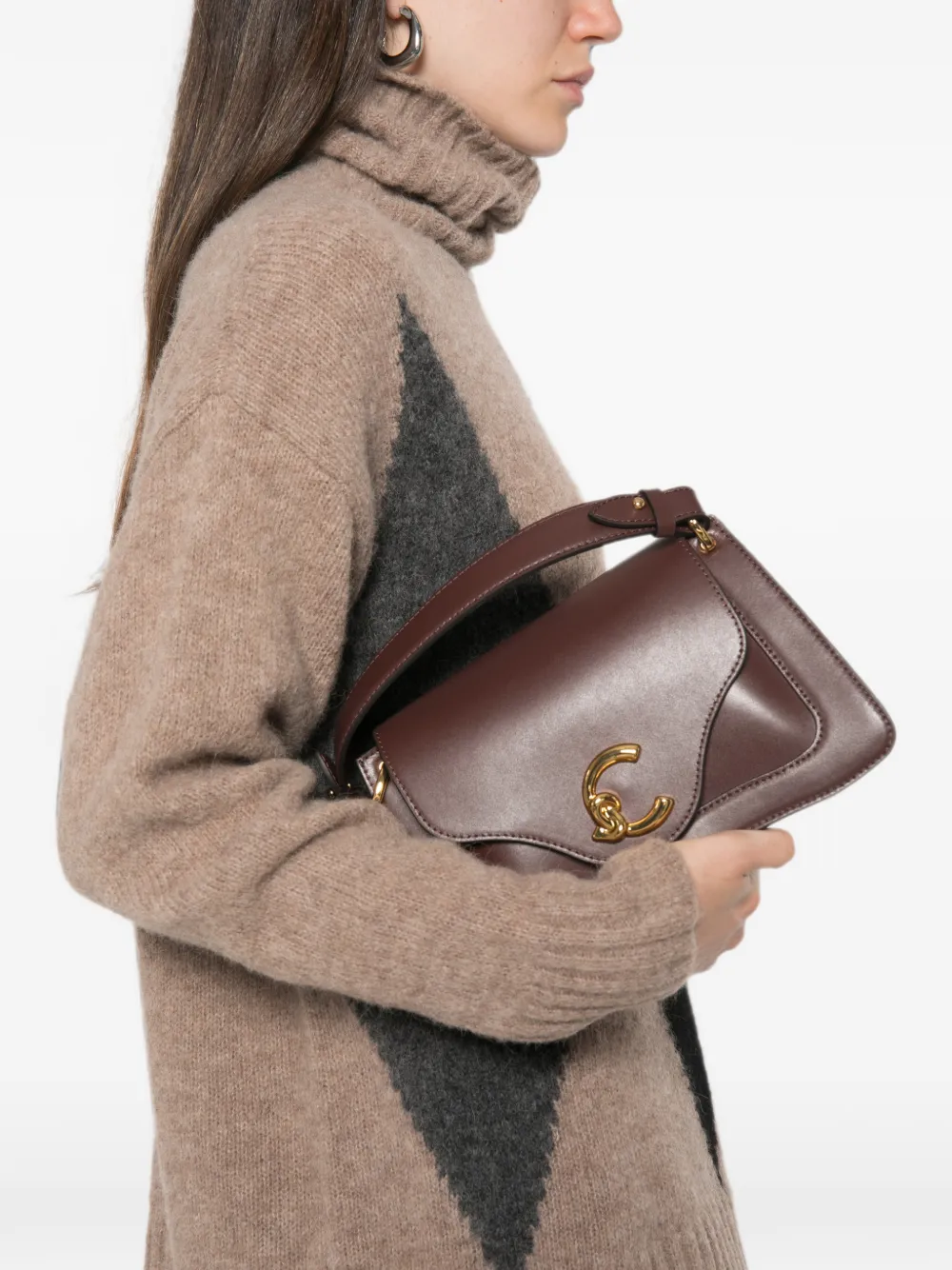 Coccinelle Schoudertas met logoplakkaat Bruin
