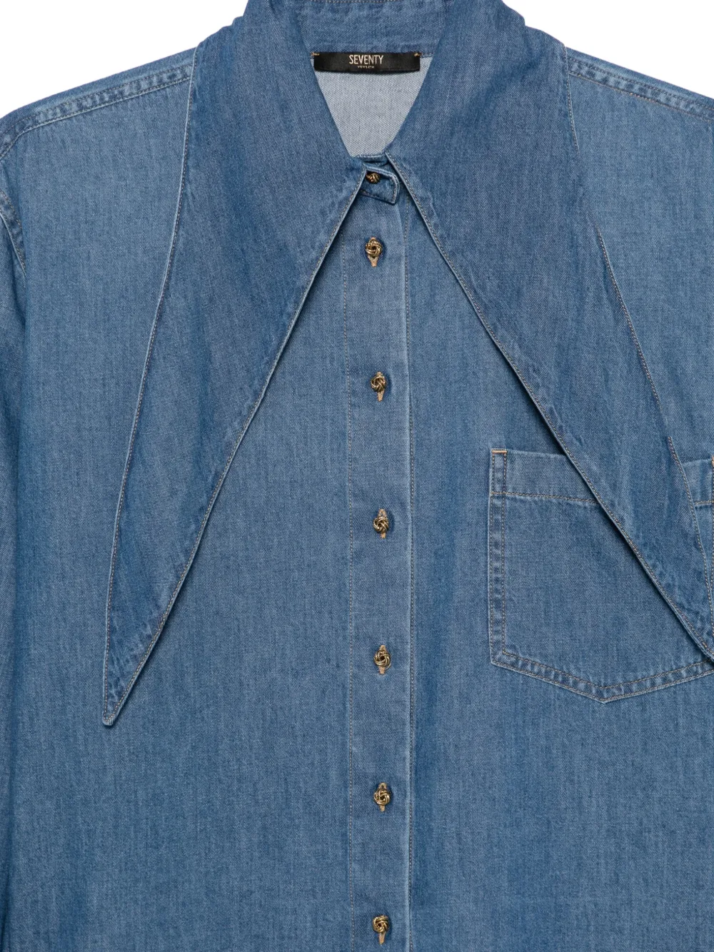 Seventy Denim blouse met oversized kraag Blauw
