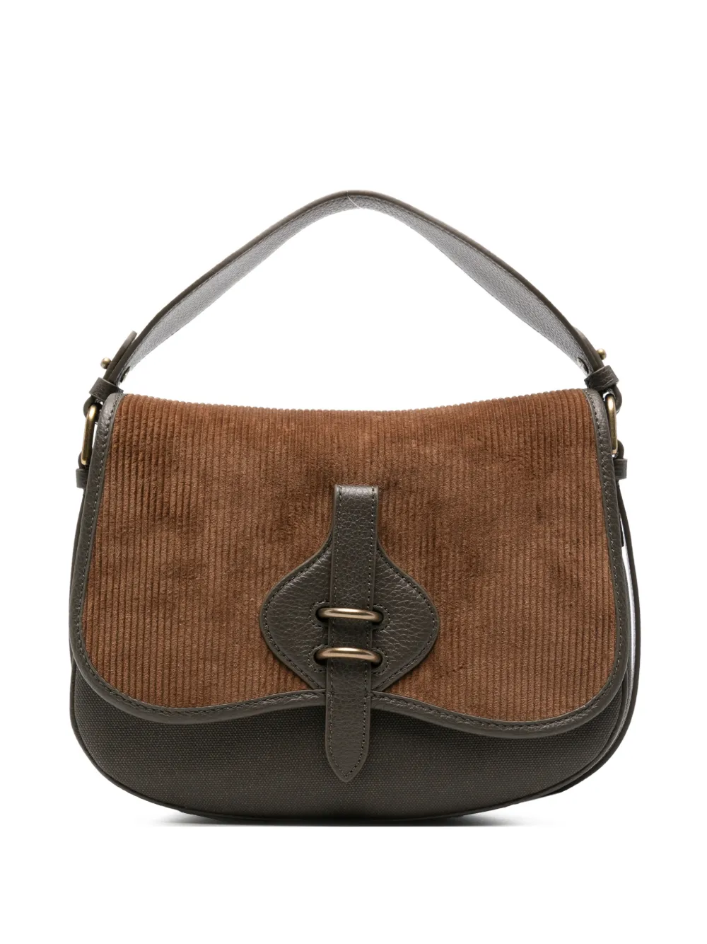Coccinelle corduroy leather shoulder bag - Marrone