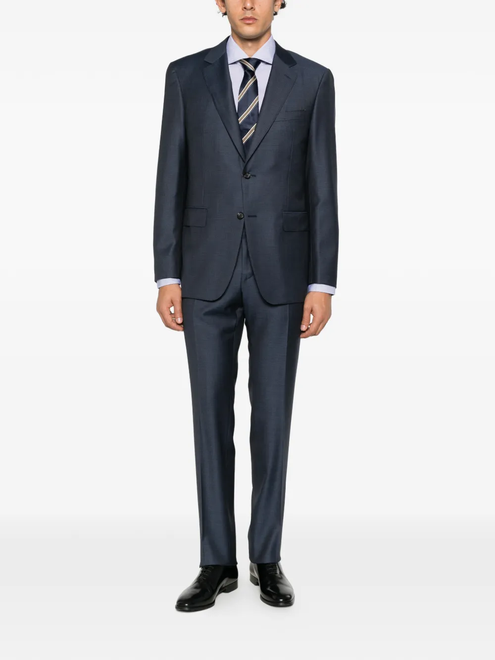 Barba spread-collar button-up shirt Blauw