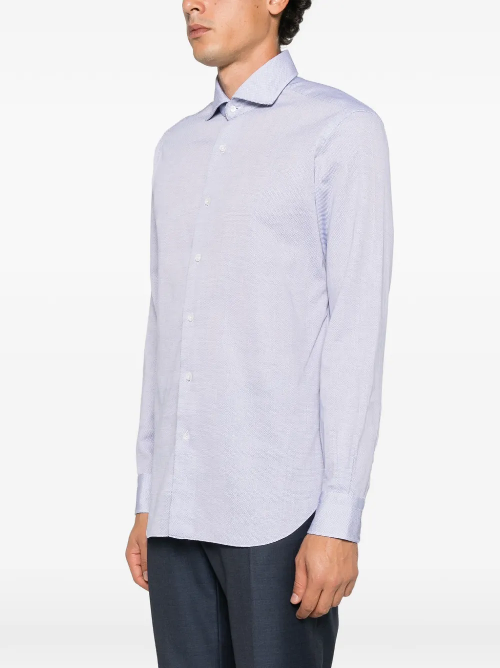 Barba spread-collar button-up shirt Blauw