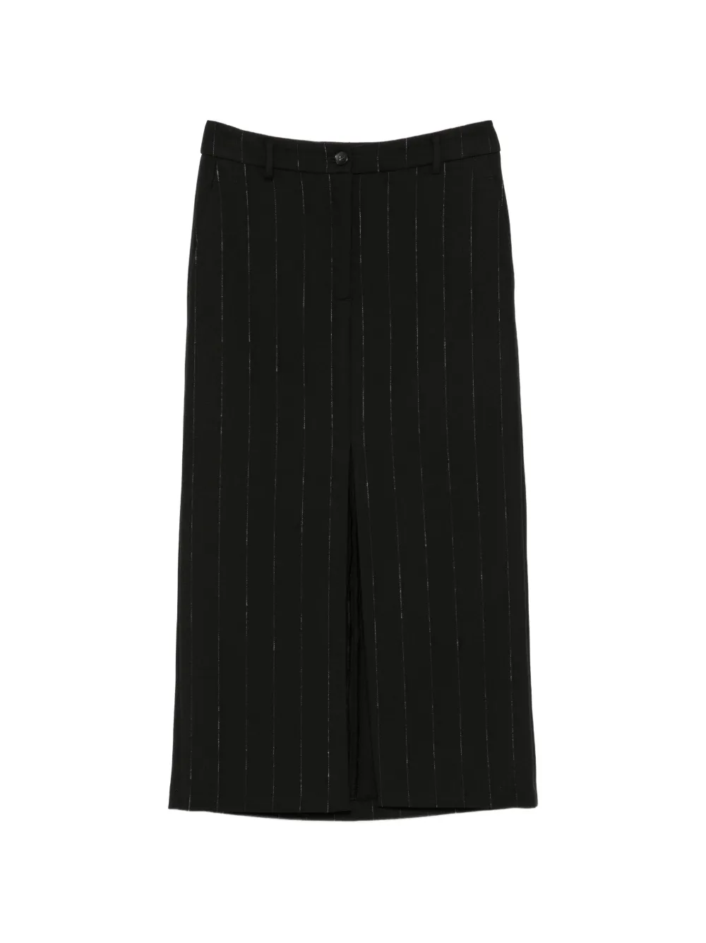 Seventy Pinstripe Front-slit Skirt In Black