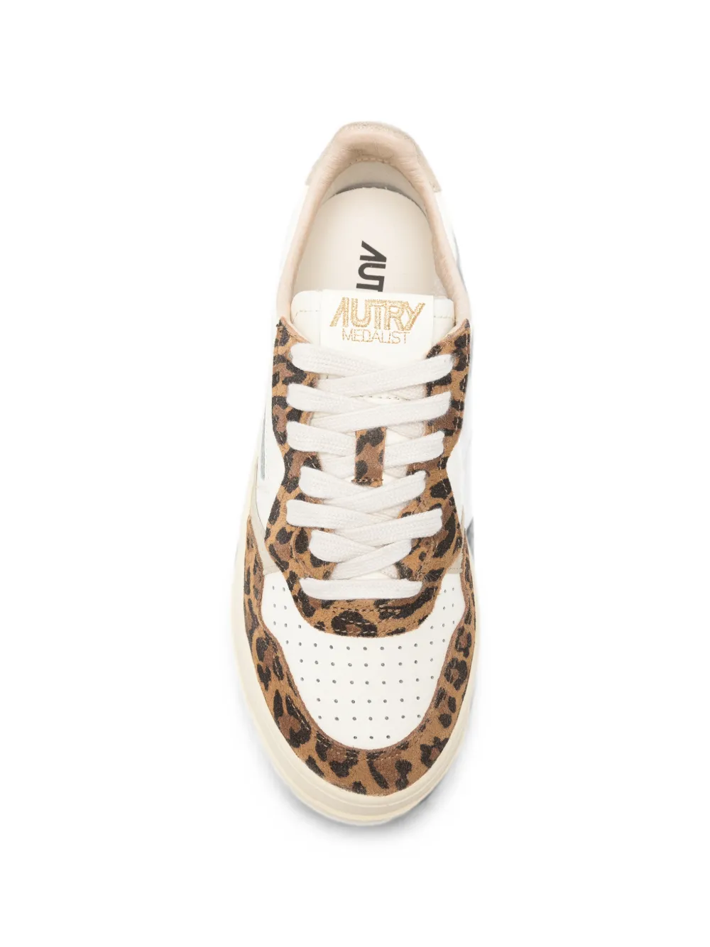 Autry Medalist leopard-print leather sneakers Wit