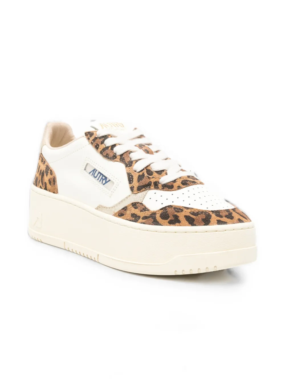 Autry Medalist leopard-print leather sneakers Wit