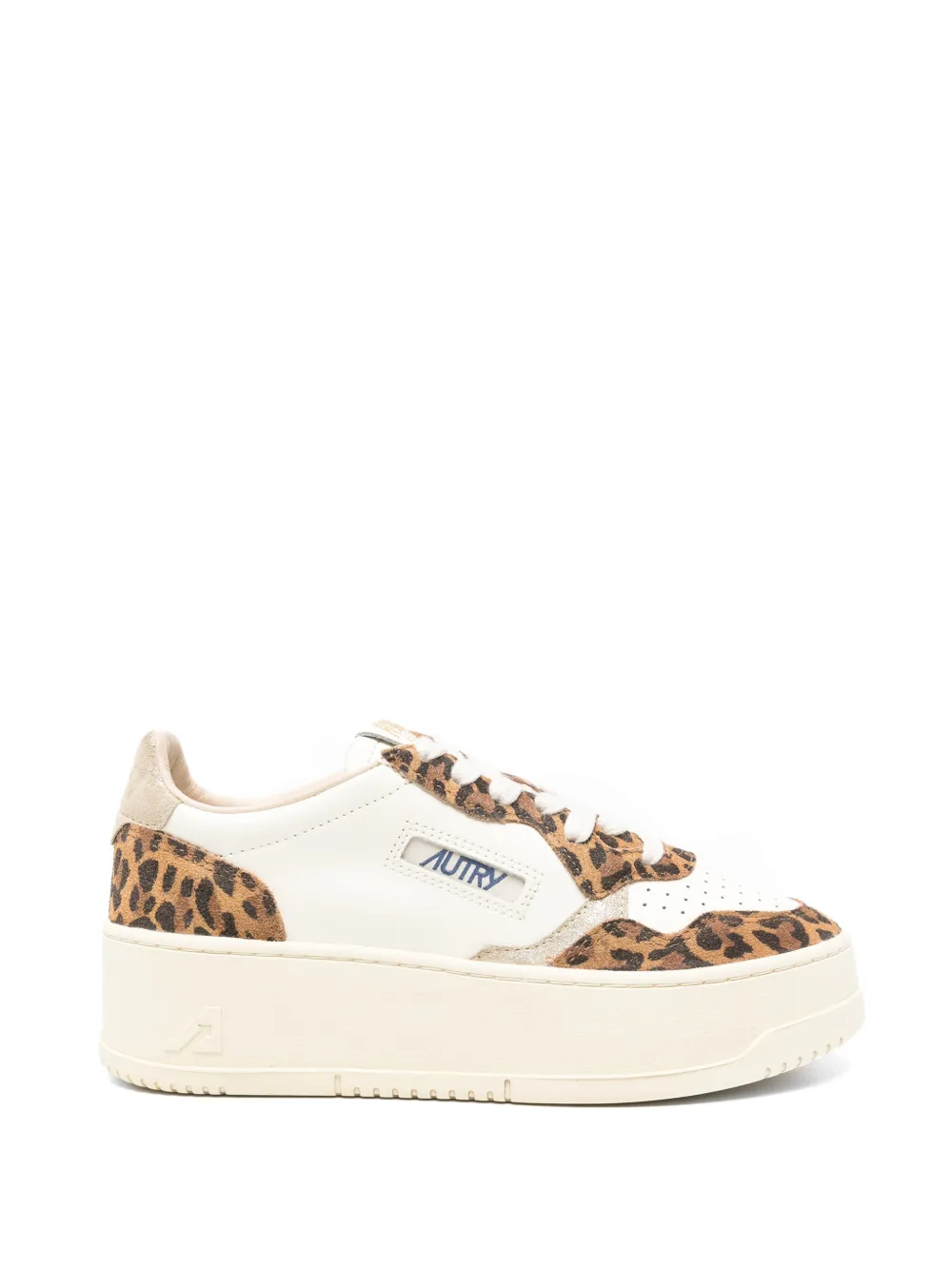 Autry Medalist leopard-print leather sneakers Wit