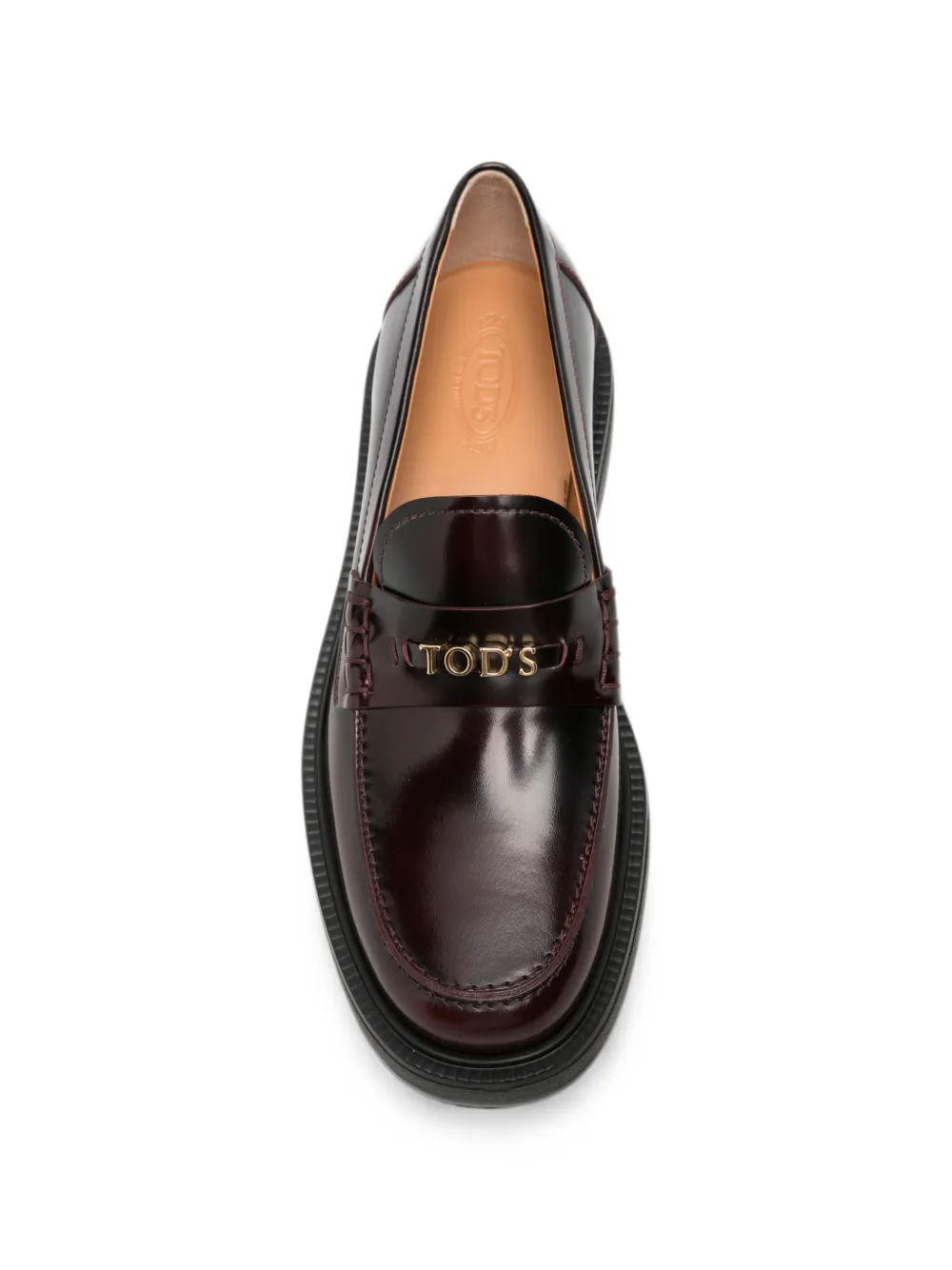 Tod's logo-plaque leather loafers Rood