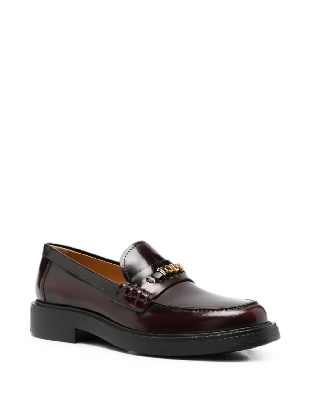 Tod's logo-plaque leather loafers Rood