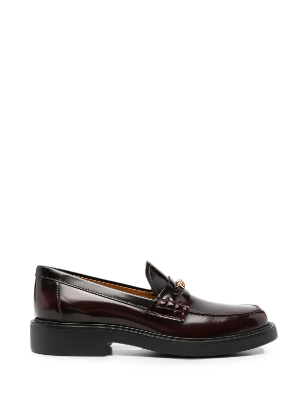 Tod's logo-plaque leather loafers - Rosso