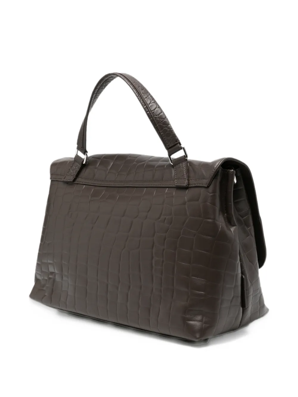 Zanellato Postina croc-effect leather tote bag Bruin