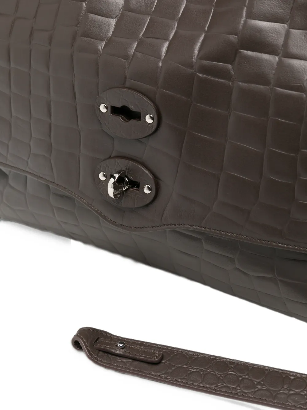 Zanellato Postina croc-effect leather tote bag Bruin