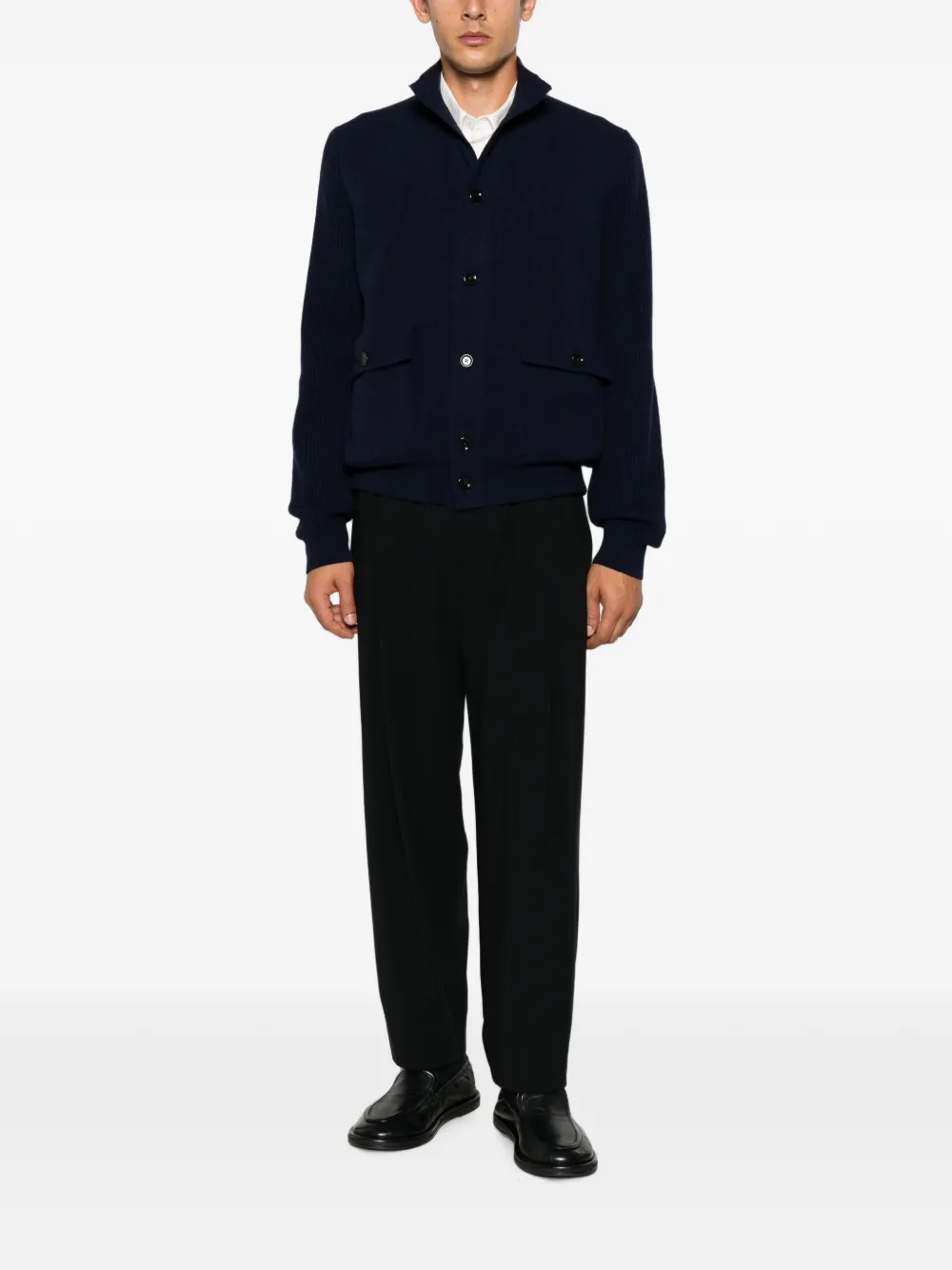 Lardini Ribgebreid jack Blauw