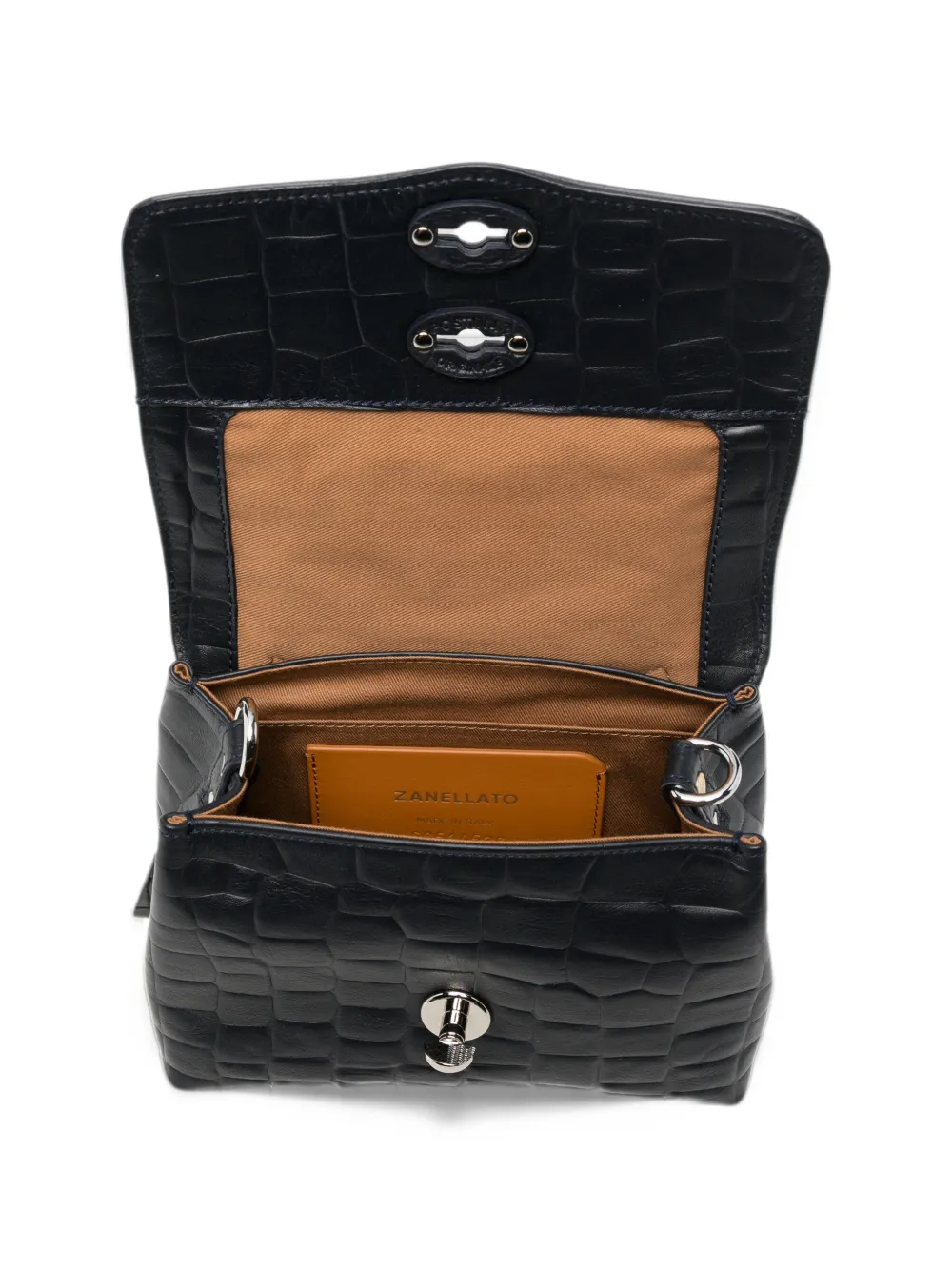 Zanellato Postina baby croc-effect leather tote bag Blauw