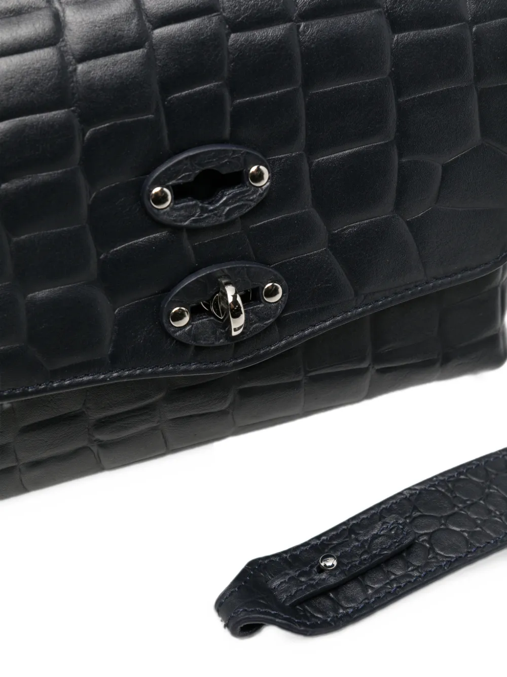Zanellato Postina baby croc-effect leather tote bag Blauw