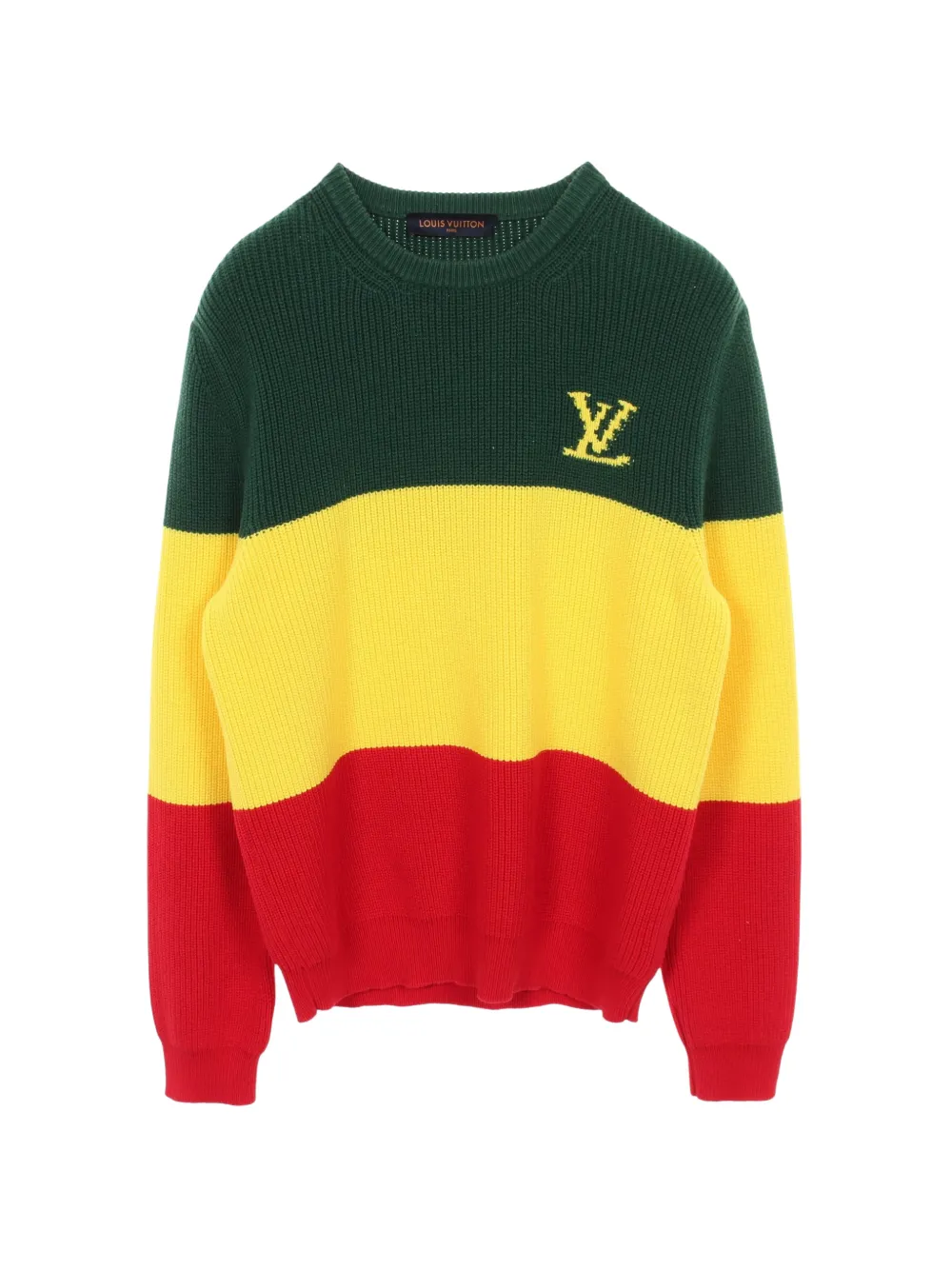 Louis Vuitton Pre-Owned 2010s logo-detail striped cotton jumper - Verde