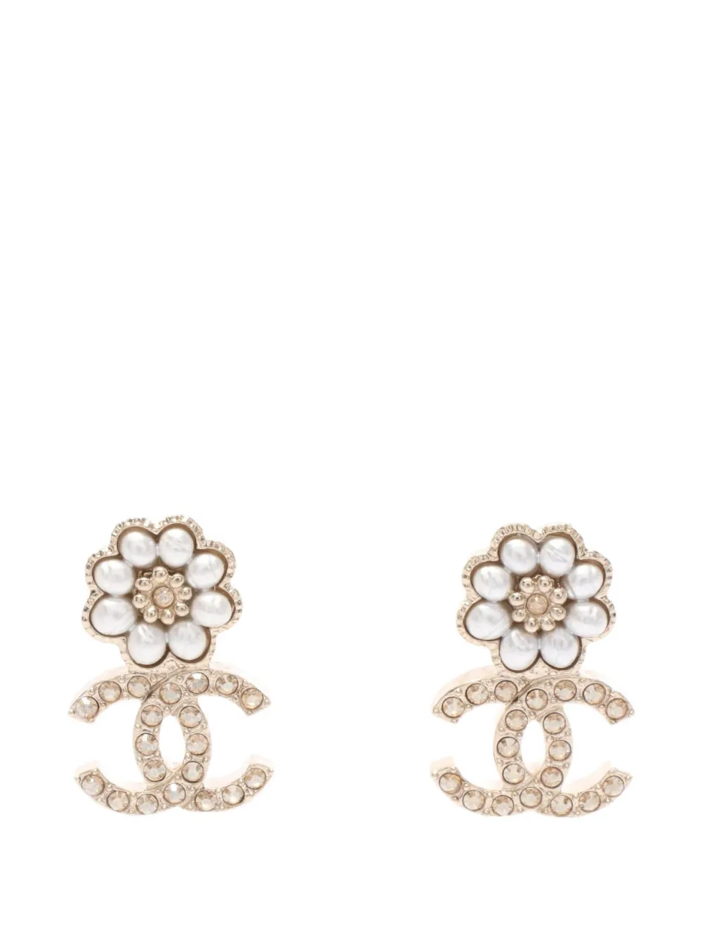 CHANEL Pre-Owned 1986-1988 CC flower earrings - Gold
