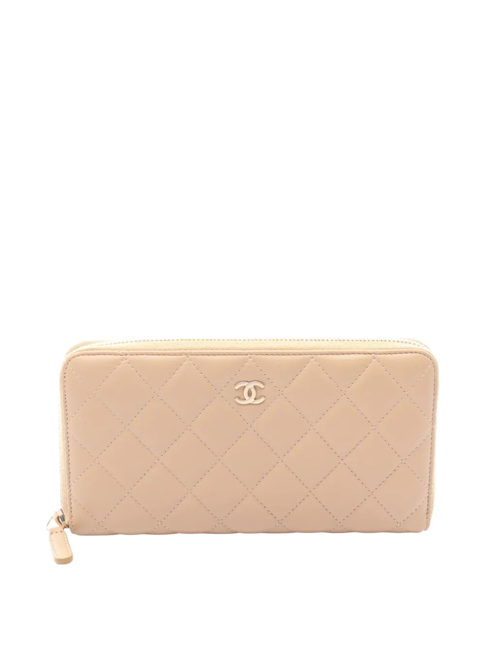CHANEL Pre-Owned 2013-2014 Matelassé diamond-quilted wallet - Neutrals