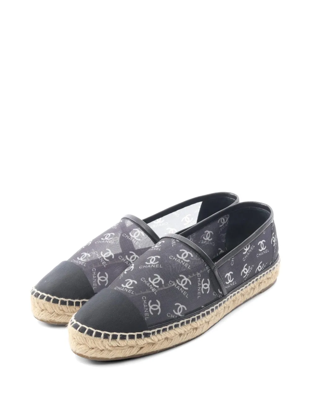 CHANEL Pre-Owned 1986-1988 Coco Mark mesh espadrilles - Schwarz