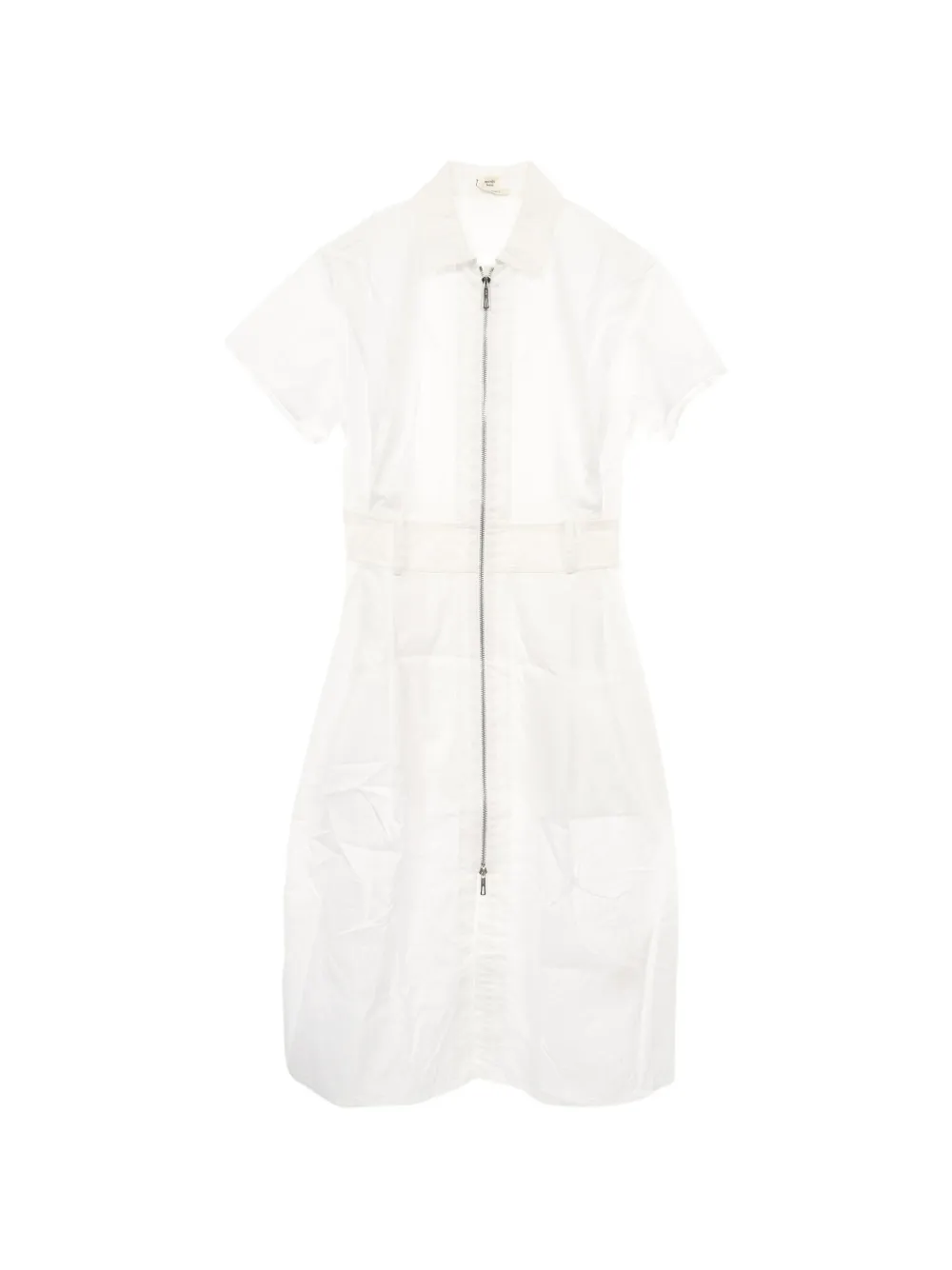 Hermès Pre-Owned 2000s Mosaic Zip short-sleeve cotton shirt dress - Bianco
