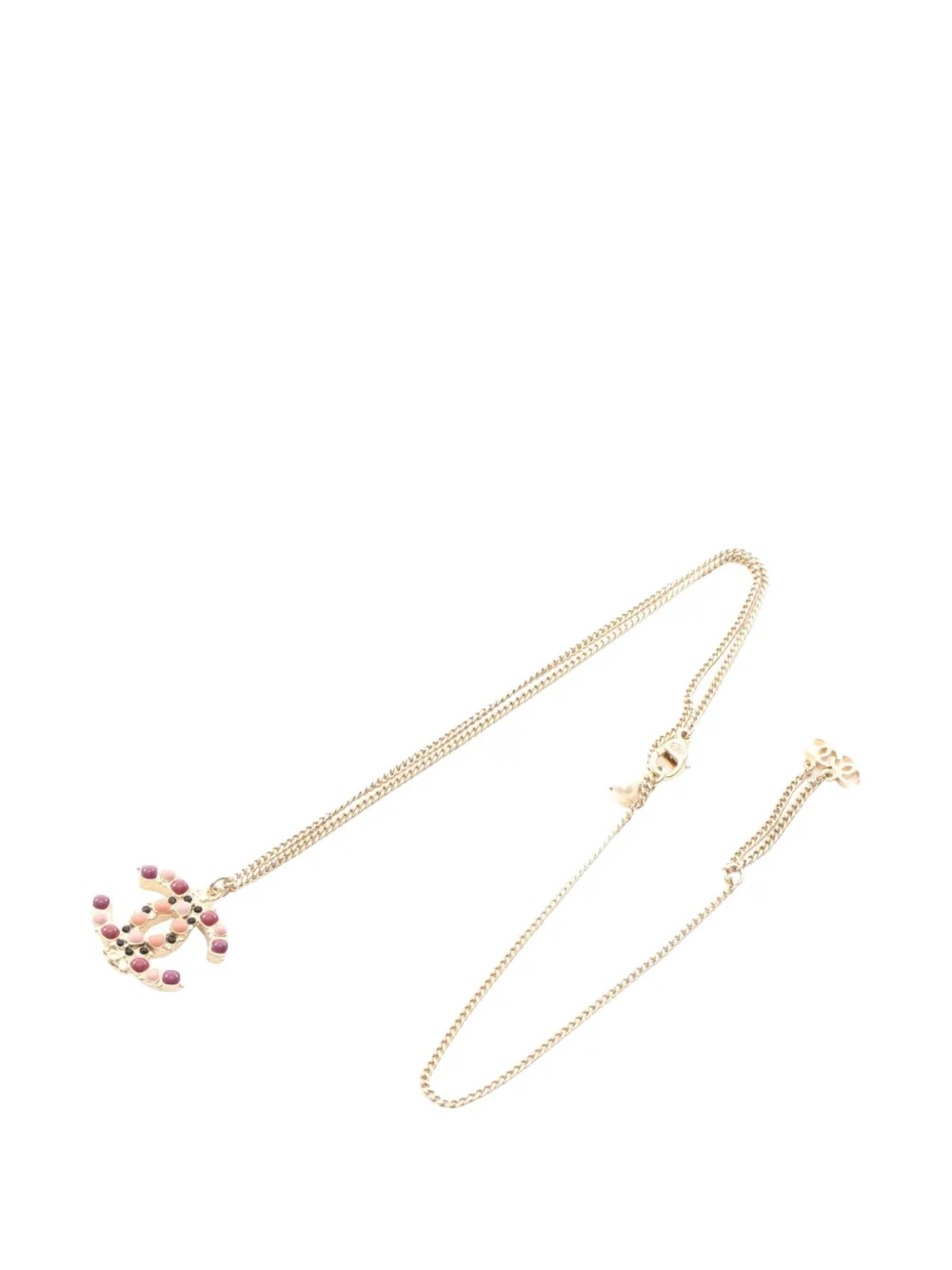 CHANEL Pre-Owned 1986-1988 Coco Mark rhinestone necklace - Oro