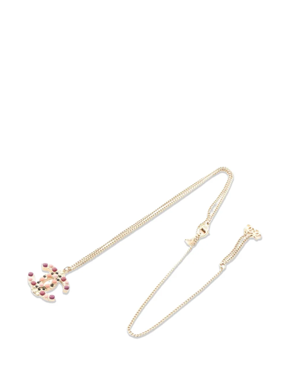 CHANEL Pre-Owned 1986-1988 Coco Mark rhinestone necklace - Oro