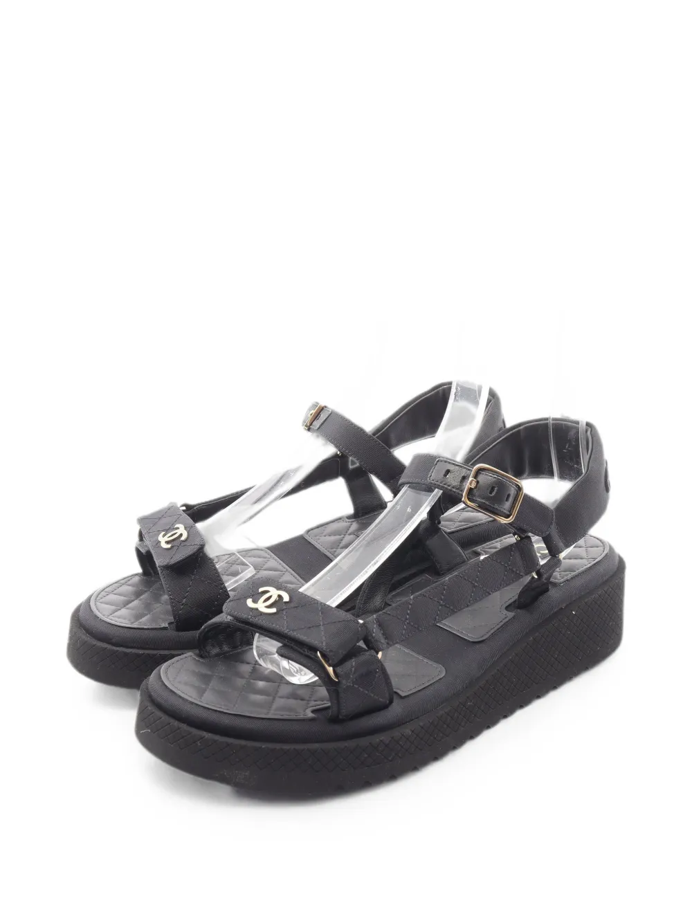 CHANEL Pre-Owned 1986-1988 Coco Mark quilted sandals - Black