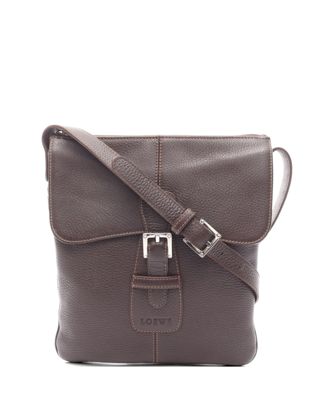 Loewe Pre-Owned 2000s buckle-detail cross body bag - Marrone