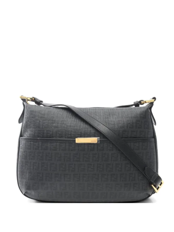 Fendi Pre-owned 00s Zucchino Shoulder Bag in Black