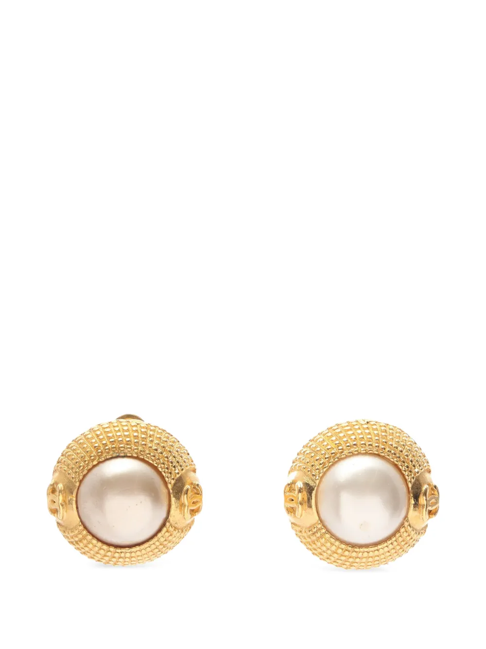 CHANEL Pre-Owned 1986-1988 Coco Mark faux-pearl earrings - Oro