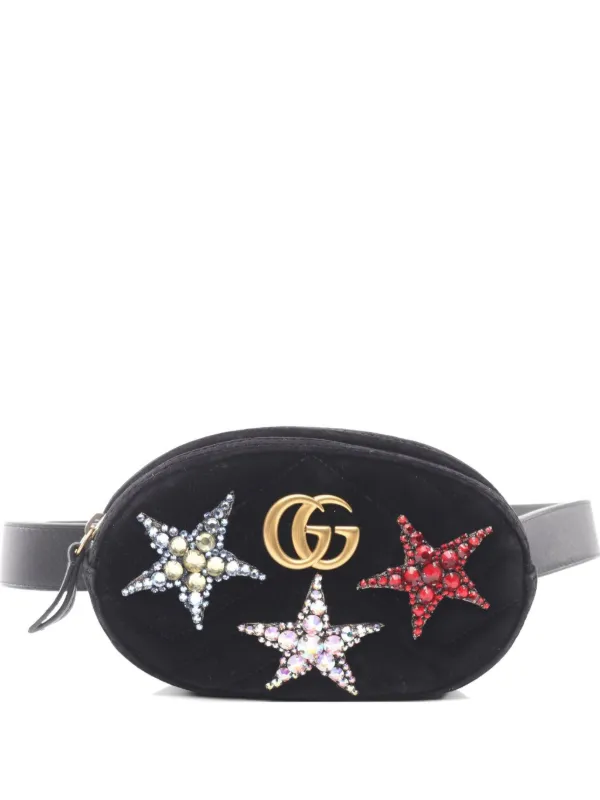 Gucci Pre-owned 10S GG Marmont Rhinestone Belt Bag in Black