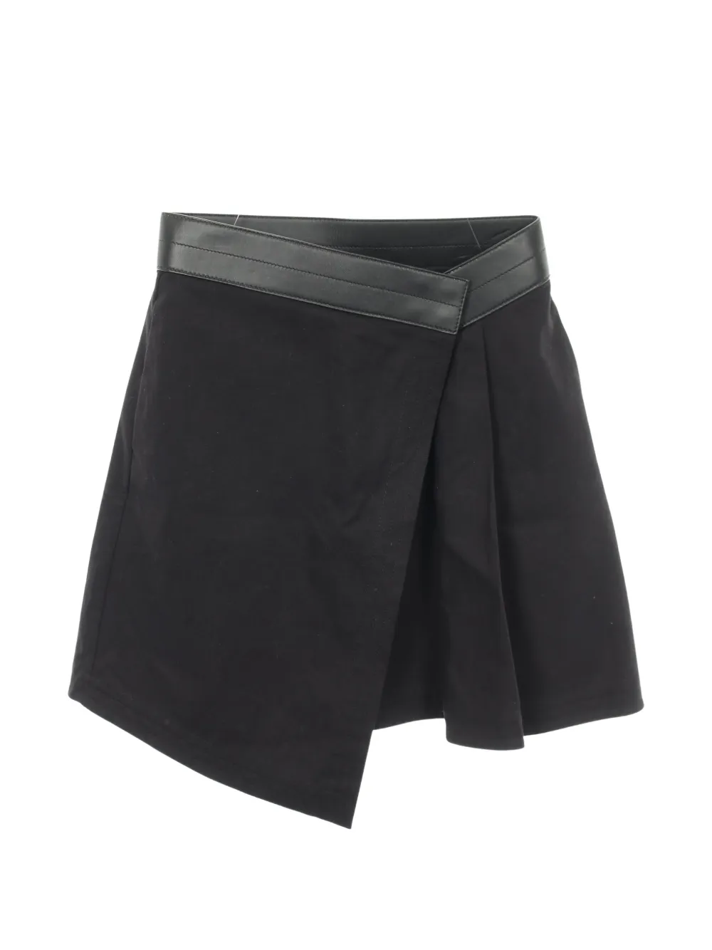 Loewe Pre-Owned 2010s leather-trim wrap mini skirt - Nero