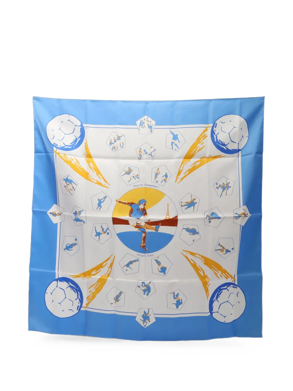 Hermès Pre-Owned 2010s Vive les champions! Carré 90 silk scarf - Blu
