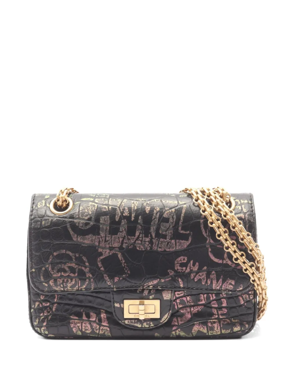 CHANEL Pre-Owned 2019 mini 2.55 Graffiti shoulder bag - Black