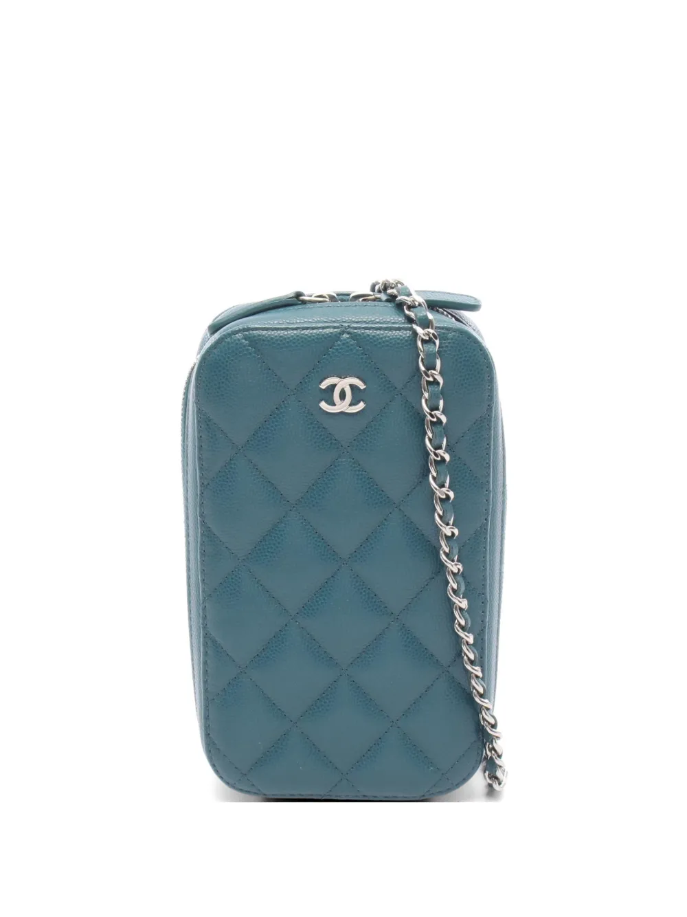 CHANEL Pre-Owned 2018-2019 Matelassé leather phone holder - Blau